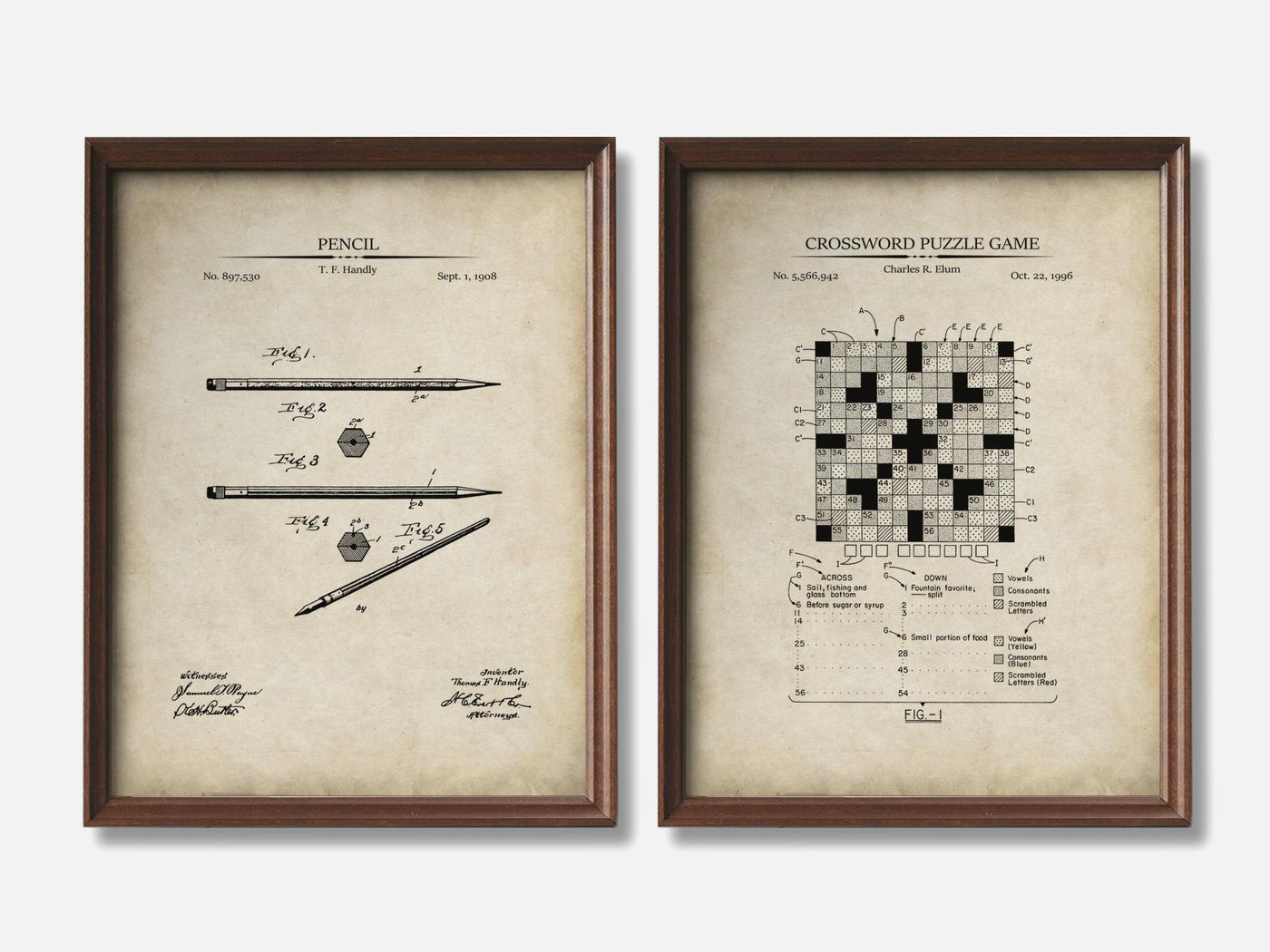 Crosswords Patent Prints - Set of 2 mockup - A_t10160-V1-PC_F+WA-SS_2-PS_11x14-C_par