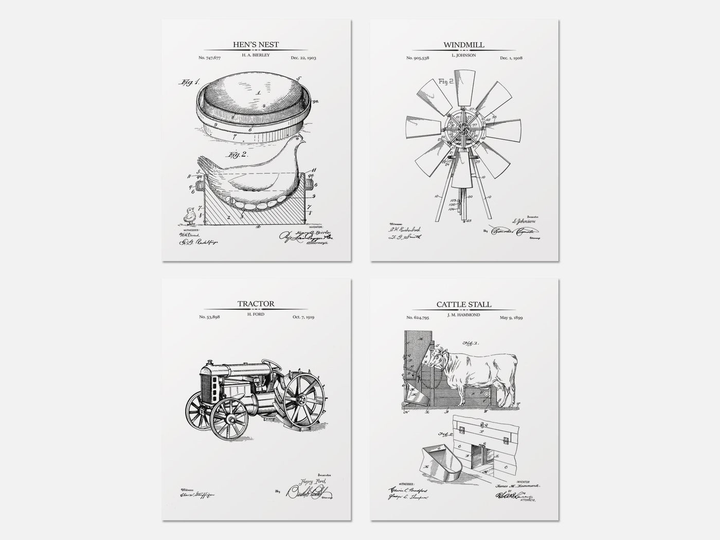 Farm Patent Print Set of 4 mockup - A_t10025-V1-PC_AP-SS_4-PS_5x7-C_whi variant