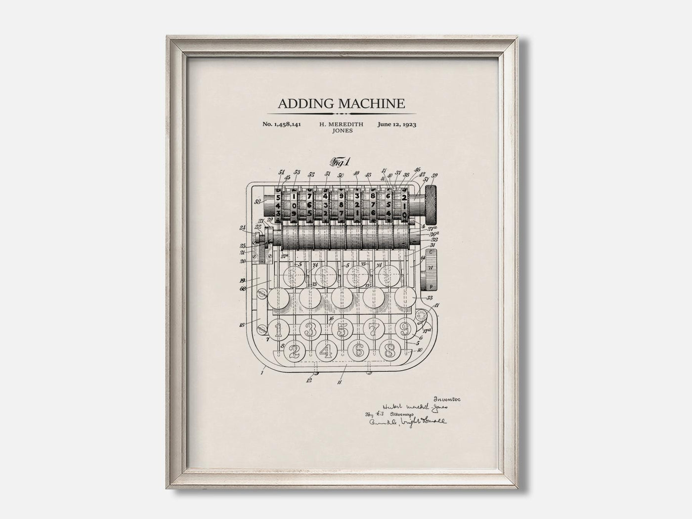 Vintage Calculator Patent Print mockup - A_to3-V1-PC_F+O-SS_1-PS_5x7-C_ivo variant