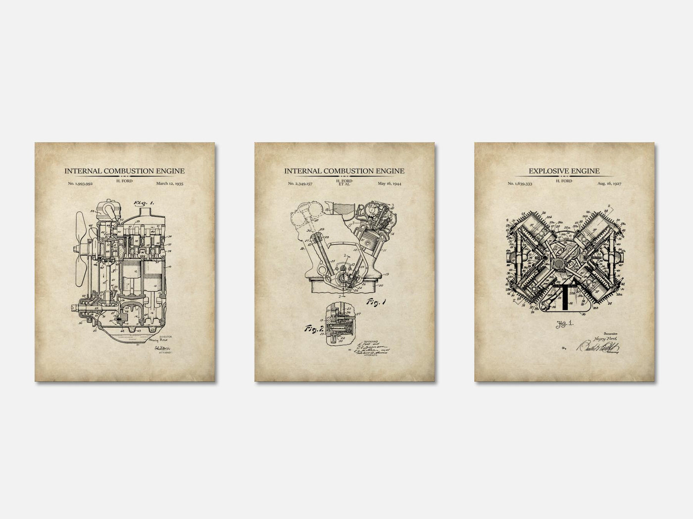 Henry Ford Patent Print Set of 3 mockup - A_t10072-V1-PC_AP-SS_3-PS_11x14-C_par