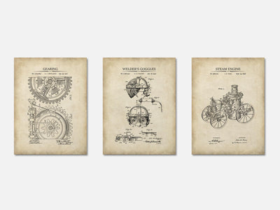 Steampunk Patent Print Set of 3 mockup - A_t10047-V1-PC_AP-SS_3-PS_11x14-C_par