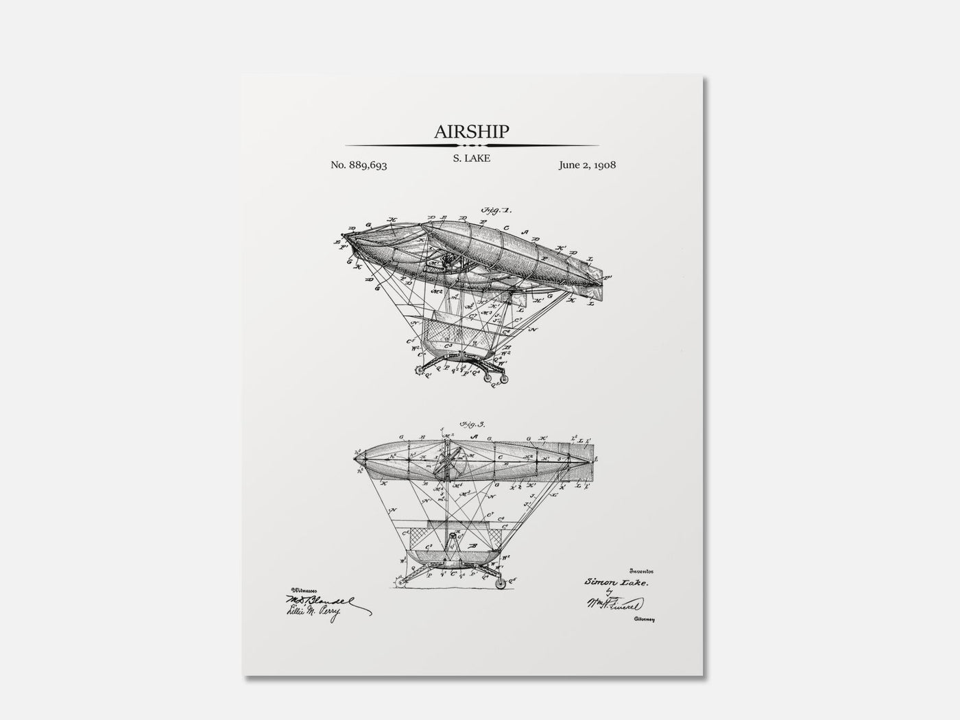 Steampunk Airship Patent Print mockup - A_t10022.3-V1-PC_AP-SS_1-PS_5x7-C_whi variant