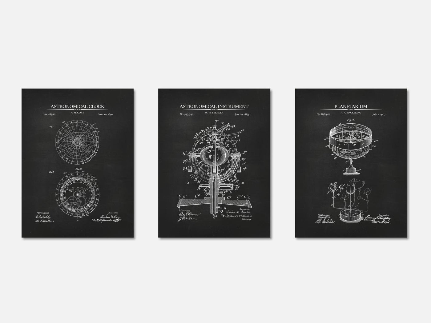 Astronomy Patent Print Set of 3 mockup - A_t10010-V1-PC_AP-SS_3-PS_11x14-C_cha variant