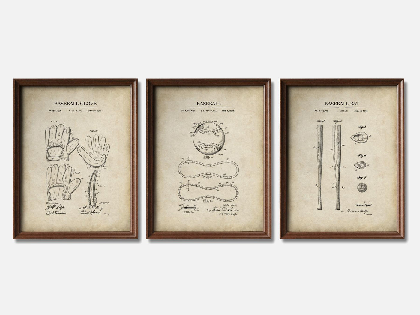 Baseball Patent Print Set of 3 mockup - A_t10012-V1-PC_F+WA-SS_3-PS_11x14-C_par