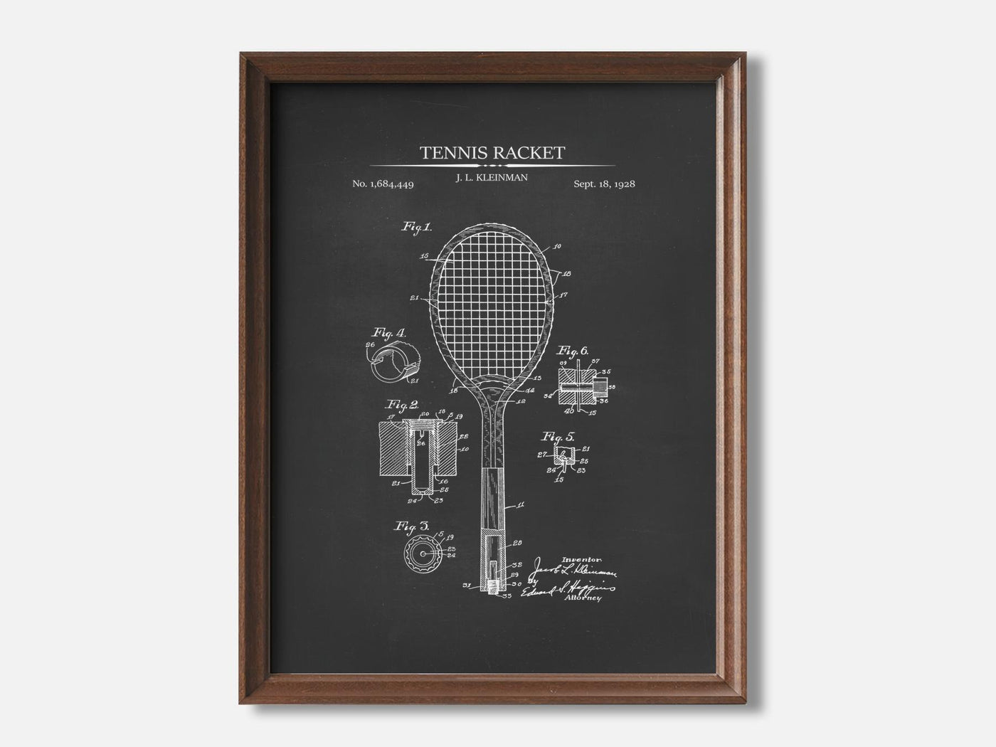 Tennis Racket 1 Walnut - Chalkboard mockup