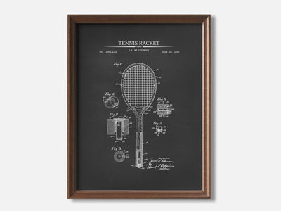 Tennis Racket 1 Walnut - Chalkboard mockup variant