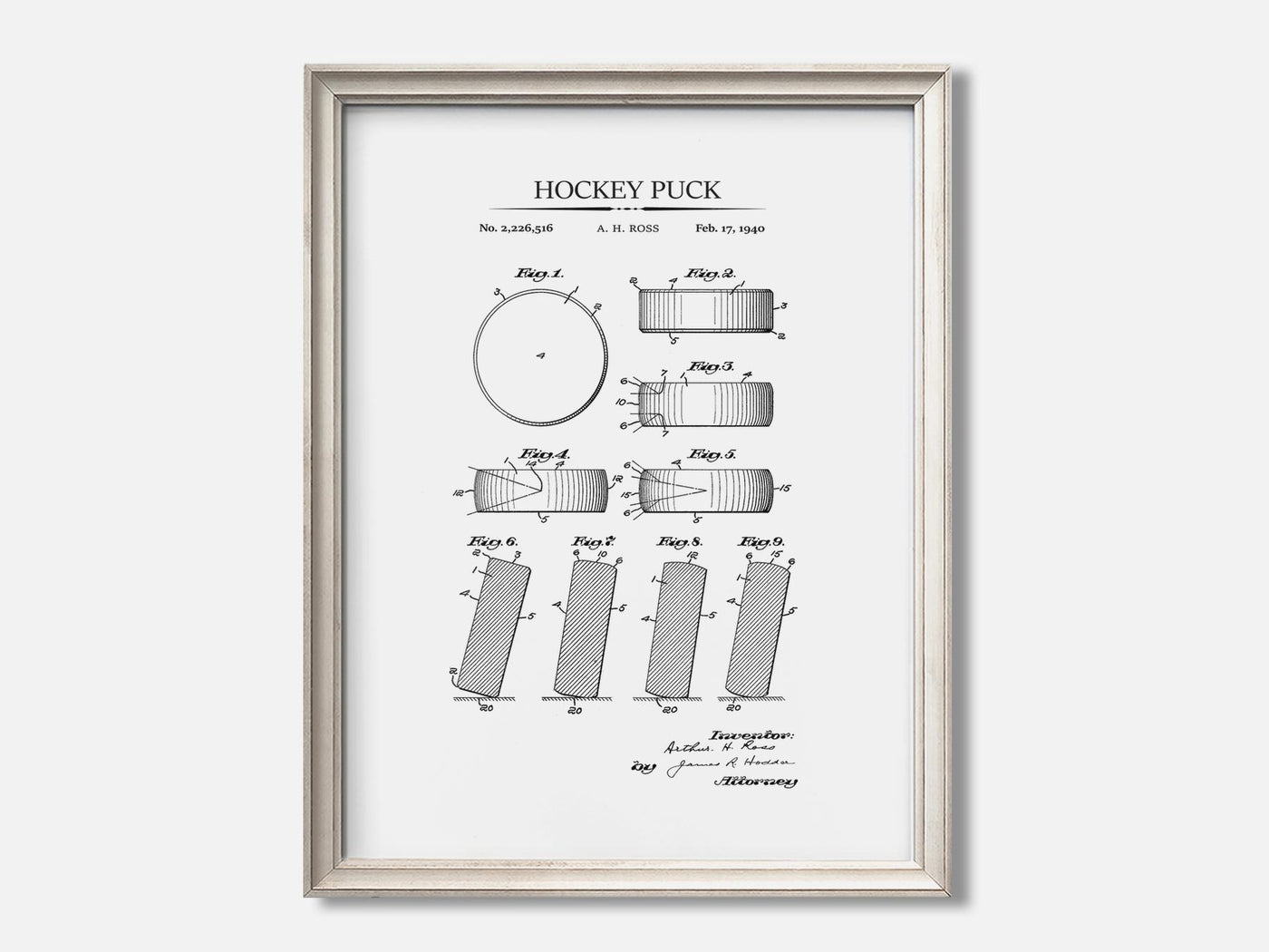 Hockey Puck Patent Print mockup - A_10029.1-V1-PC_F+O-SS_1-PS_5x7-C_whi variant