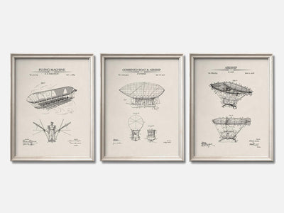 Steampunk Airship Patent Prints -  Set of 3 mockup - A_t10022-V1-PC_F+O-SS_3-PS_11x14-C_ivo variant