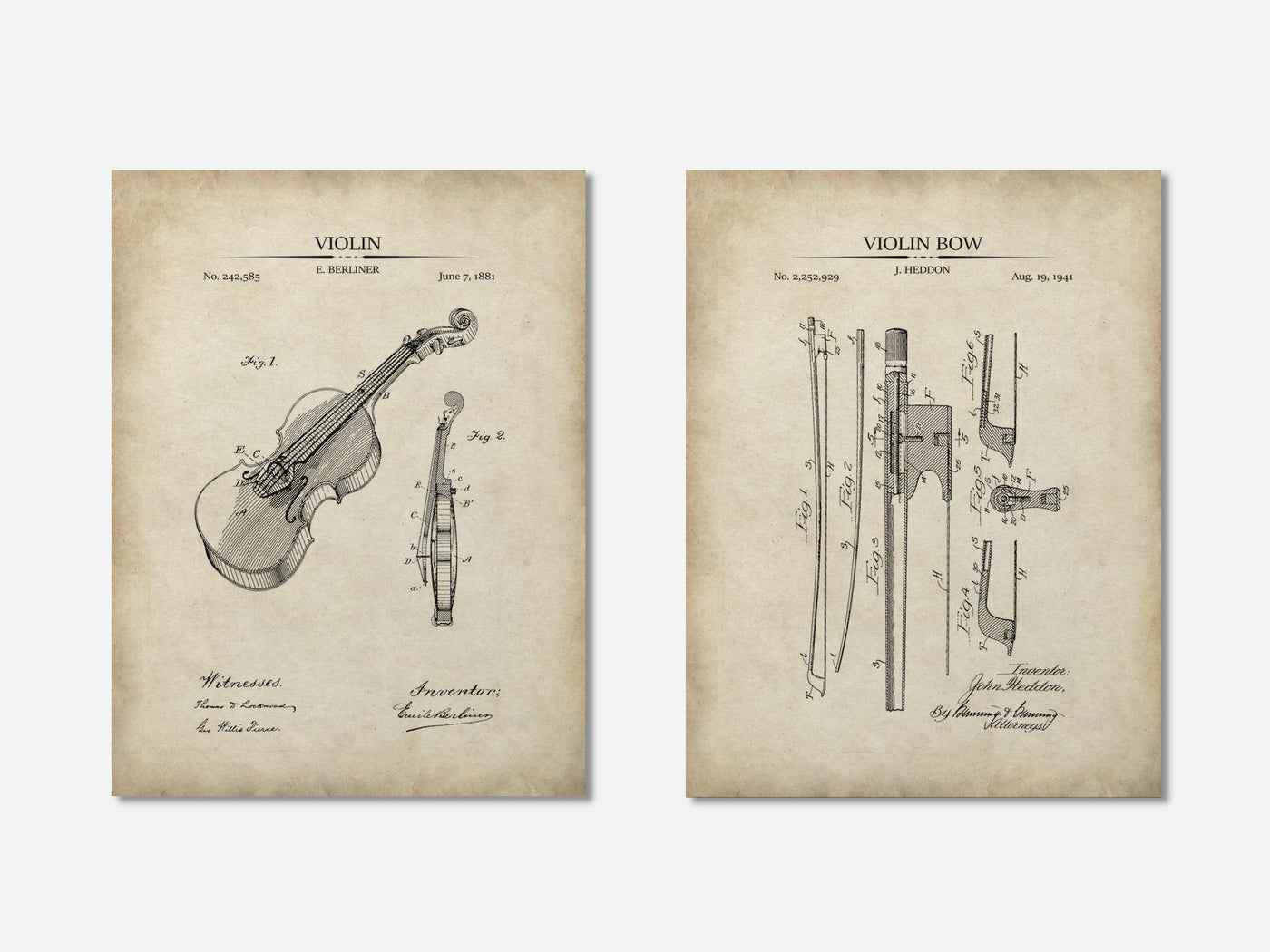 Violin Patent Print Set of 2 mockup - A_t10079-V1-PC_AP-SS_2-PS_11x14-C_par