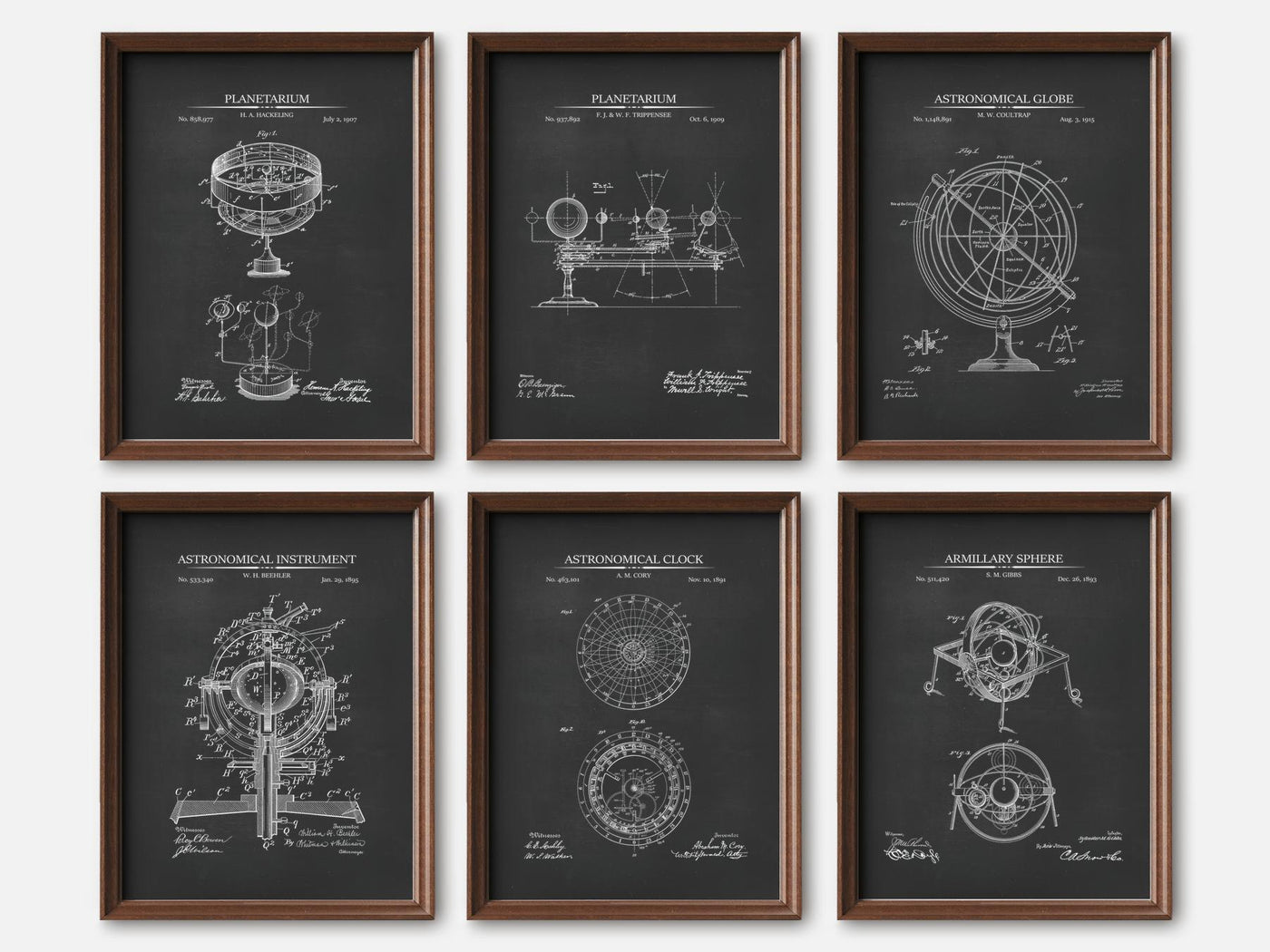 Astronomy Patent Print Set of 6 mockup - A_t10128-V1-PC_F+WA-SS_6-PS_5x7-C_cha