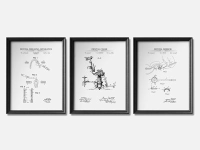 Dentistry Patent Print Set of 3 mockup - A_t10020-V1-PC_F+B-SS_3-PS_11x14-C_whi variant
