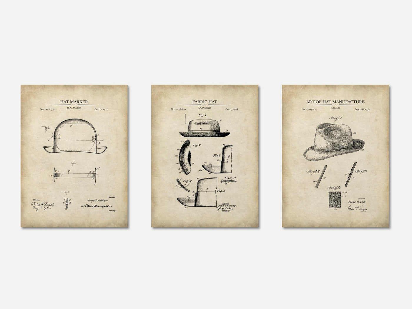 Vintage Hat Patent Print Set of 3 mockup - A_t10091-V1-PC_AP-SS_3-PS_11x14-C_par