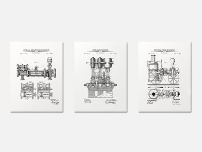 Steam Engines - Patent Print Set of 3 mockup - A_t10119-V1-PC_AP-SS_3-PS_11x14-C_whi variant