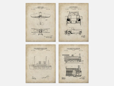 Vintage Vehicle Patent Print Set of 4 mockup - A_t10166-V1-PC_AP-SS_4-PS_5x7-C_par variant