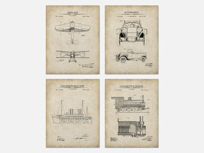 Vintage Vehicle Patent Print Set of 4 mockup - A_t10166-V1-PC_AP-SS_4-PS_5x7-C_par