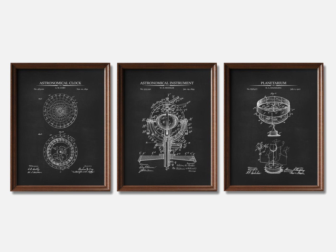 Astronomy Patent Print Set of 3 mockup - A_t10010-V1-PC_F+WA-SS_3-PS_11x14-C_cha