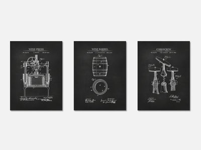 Wine Patent Print Set of 3 mockup - A_t10053-V1-PC_AP-SS_3-PS_11x14-C_cha variant