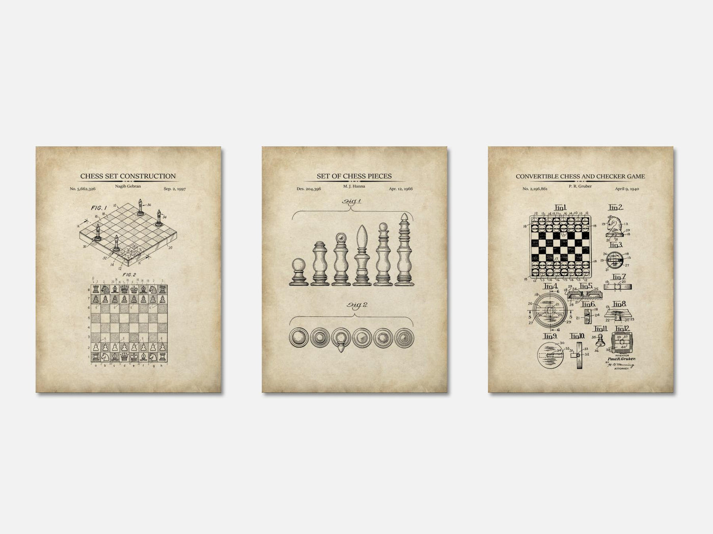 Chess Patent Print Set of 3 mockup - A_t10085-V1-PC_AP-SS_3-PS_11x14-C_par variant