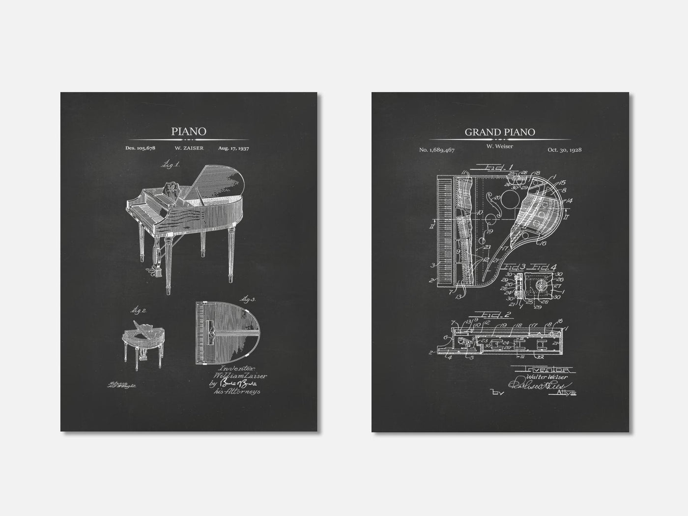 Piano Patent Print Set of 2 mockup - A_t10117-V1-PC_AP-SS_2-PS_11x14-C_cha variant