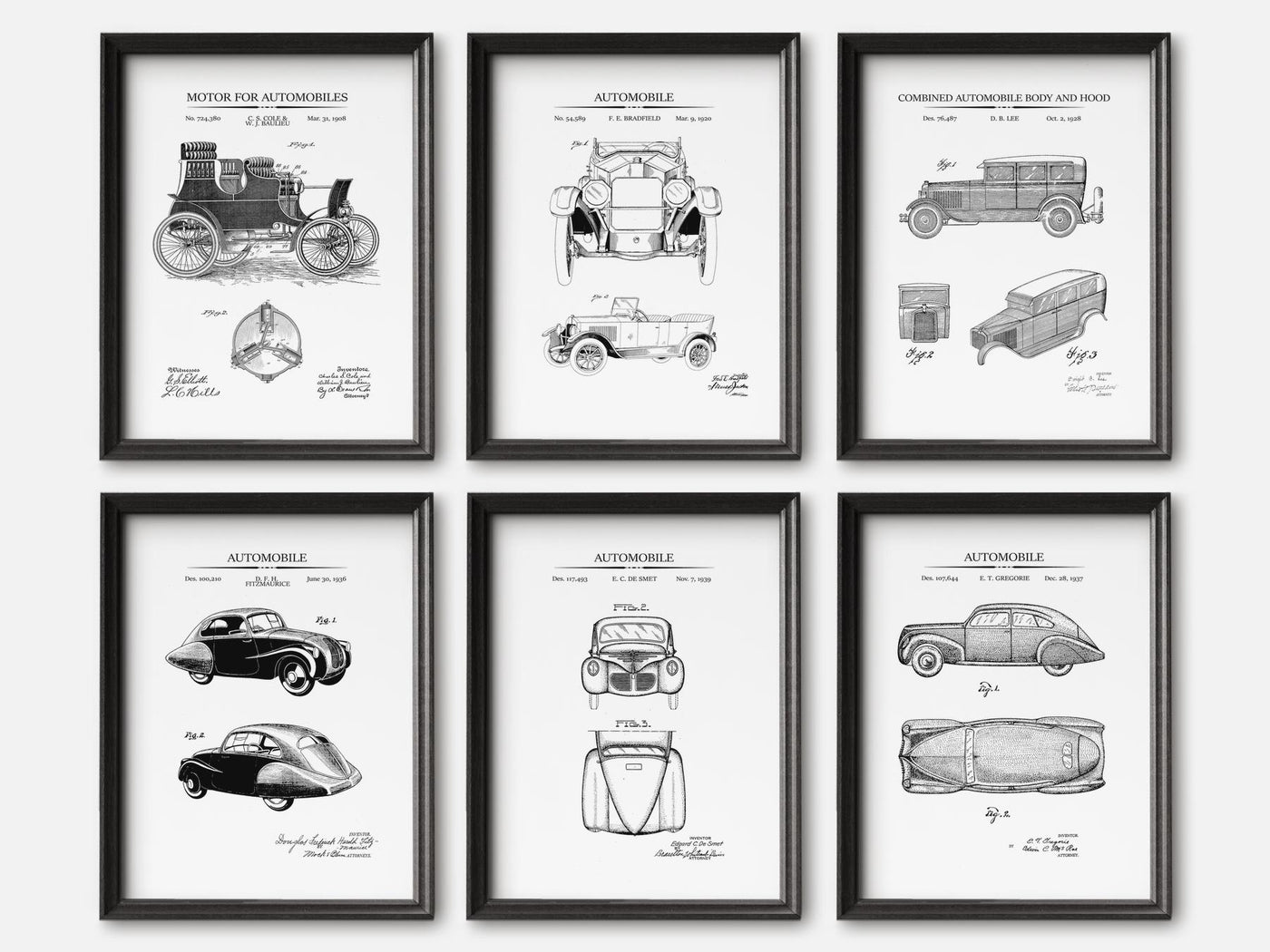 Vintage Car Patent Print Set of 6 mockup - A_t10018-V1-PC_F+B-SS_6-PS_5x7-C_whi variant