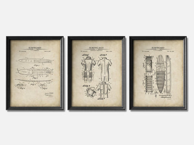 Surfing Patent Print Set of 3 mockup - A_t10068-V1-PC_F+B-SS_3-PS_11x14-C_par variant