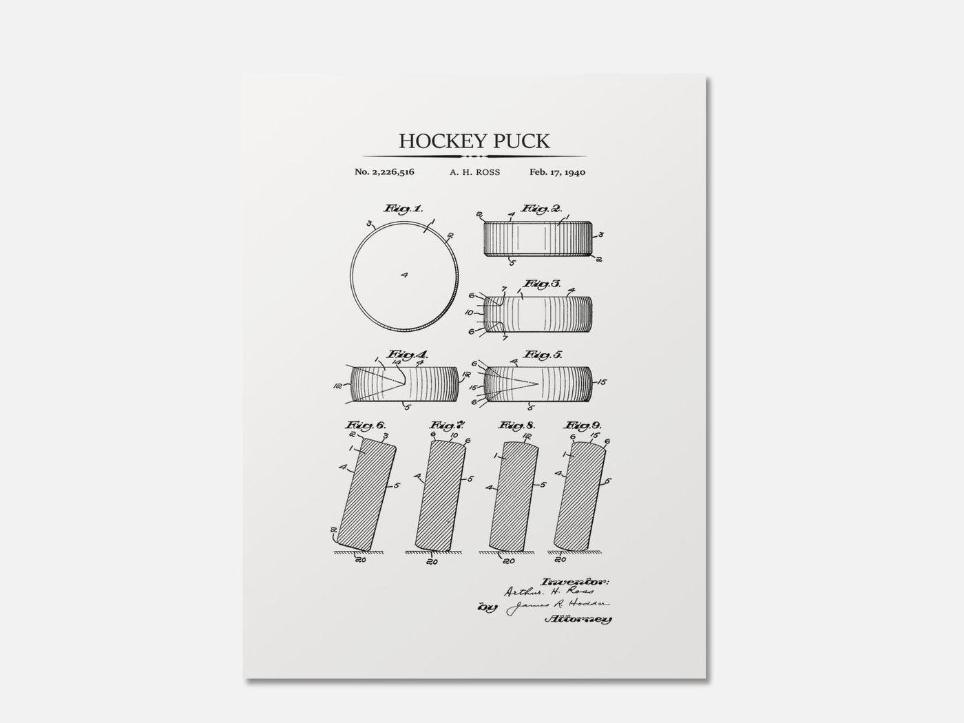 Hockey Puck Patent Print mockup - A_10029.1-V1-PC_AP-SS_1-PS_5x7-C_whi