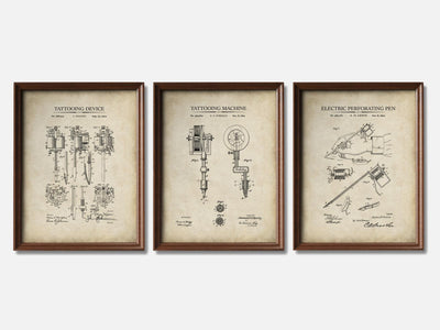 Tattoo Patent Print Set of 3 mockup - A_t10048-V1-PC_F+WA-SS_3-PS_11x14-C_par variant