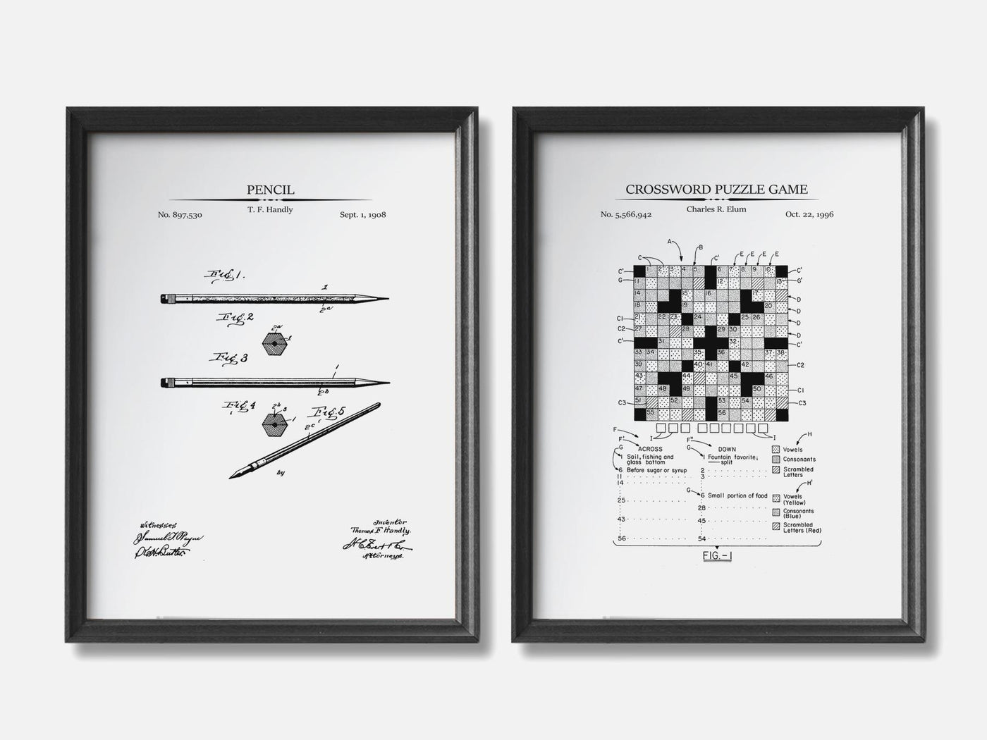 Crosswords Patent Prints - Set of 2 mockup - A_t10160-V1-PC_F+B-SS_2-PS_11x14-C_whi variant