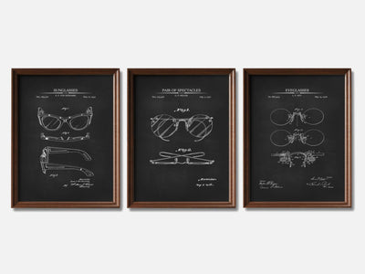 Vintage Eyeglasses - Patent Print Set of 3 mockup - A_t10121-V1-PC_F+WA-SS_3-PS_11x14-C_cha variant