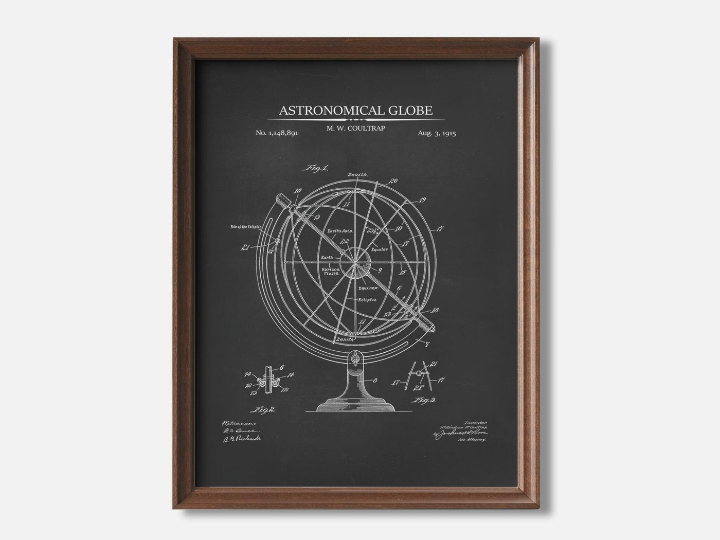 Astronomical Globe 1 Walnut - Chalkboard mockup