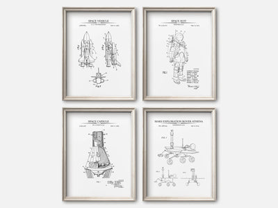 Space Exploration Patent Print Set of 4 mockup - A_t10036-V1-PC_F+O-SS_4-PS_5x7-C_whi variant