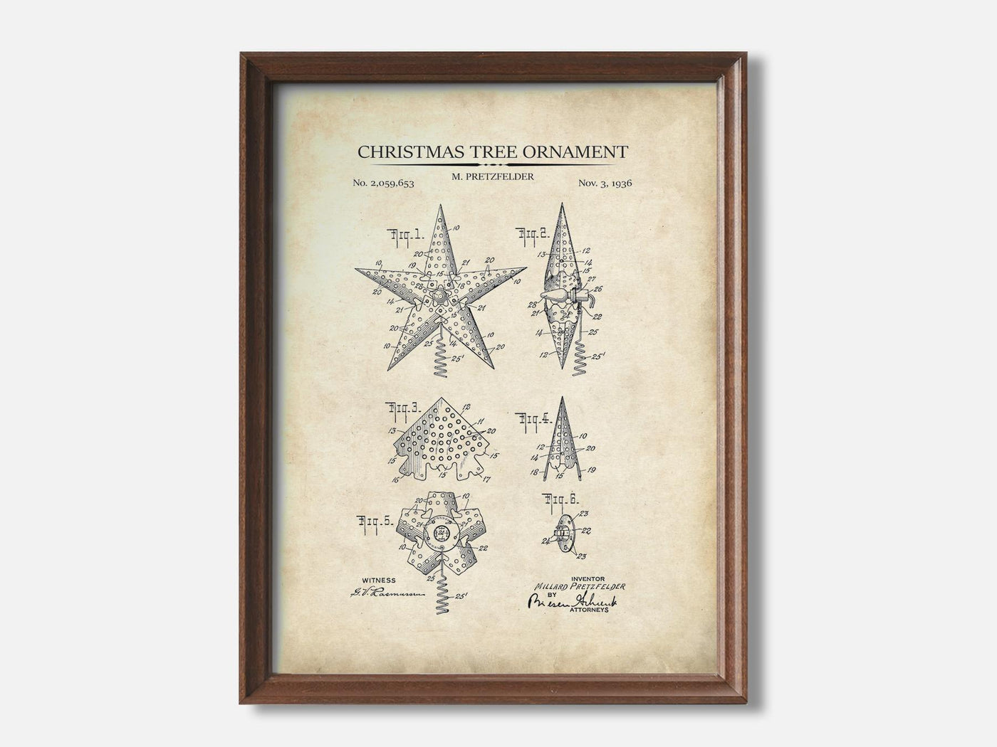 Christmas Tree Ornament 1 Walnut - Parchment mockup