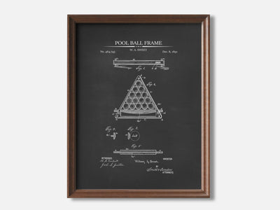 Billiards Patent Print Set of 3 1 Walnut - Chalkboard mockup