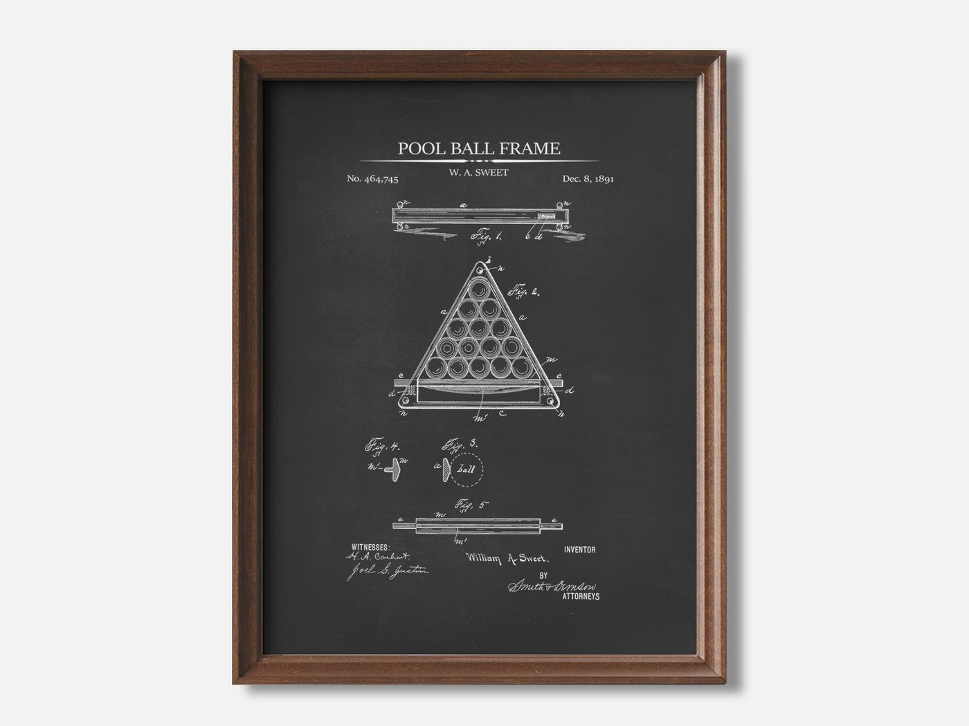 Billiards Patent Print Set of 3 1 Walnut - Chalkboard mockup