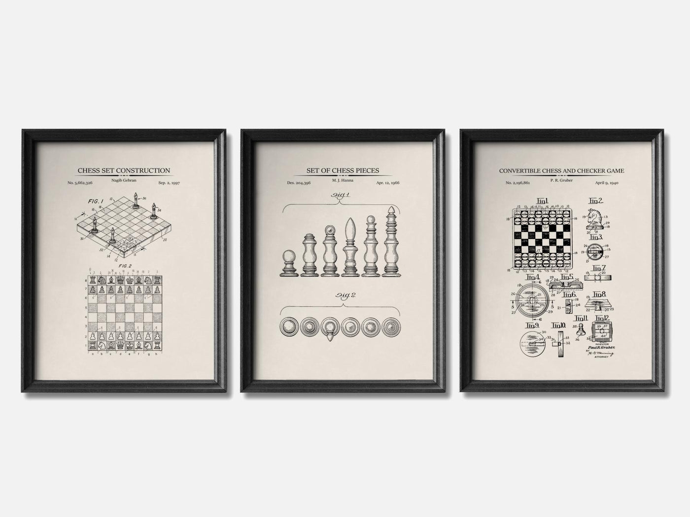 Chess Patent Print Set of 3 mockup - A_t10085-V1-PC_F+B-SS_3-PS_11x14-C_ivo variant
