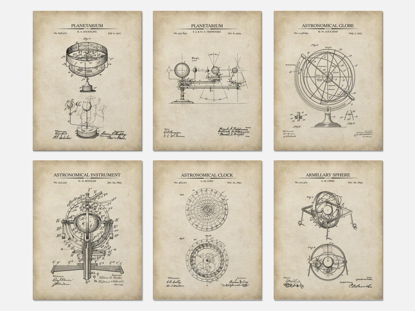 Astronomy Patent Print Set of 6 mockup - A_t10128-V1-PC_AP-SS_6-PS_5x7-C_par variant