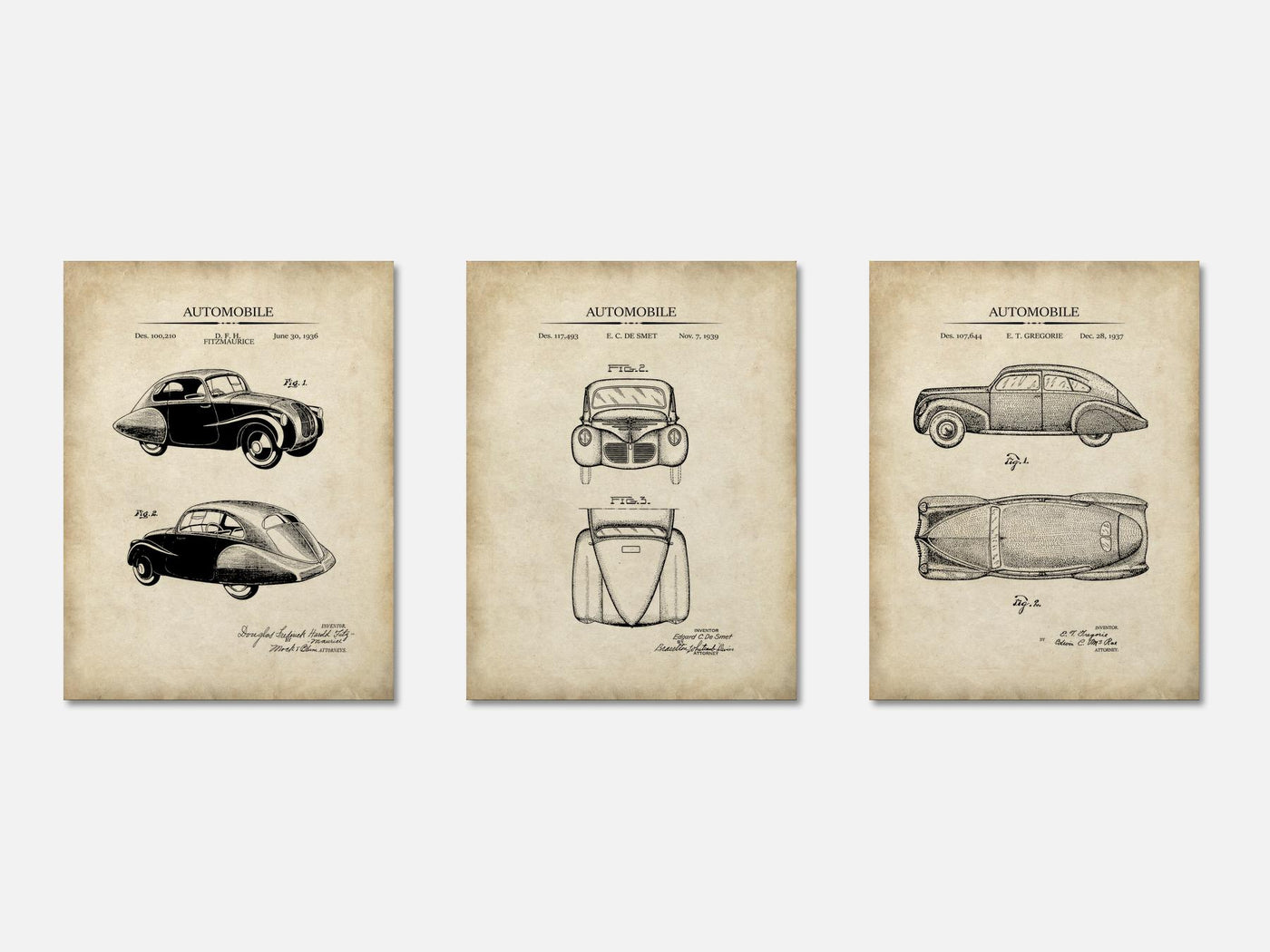 30s Cars Patent Print Set of 3 mockup - A_t10134-V1-PC_AP-SS_3-PS_11x14-C_par