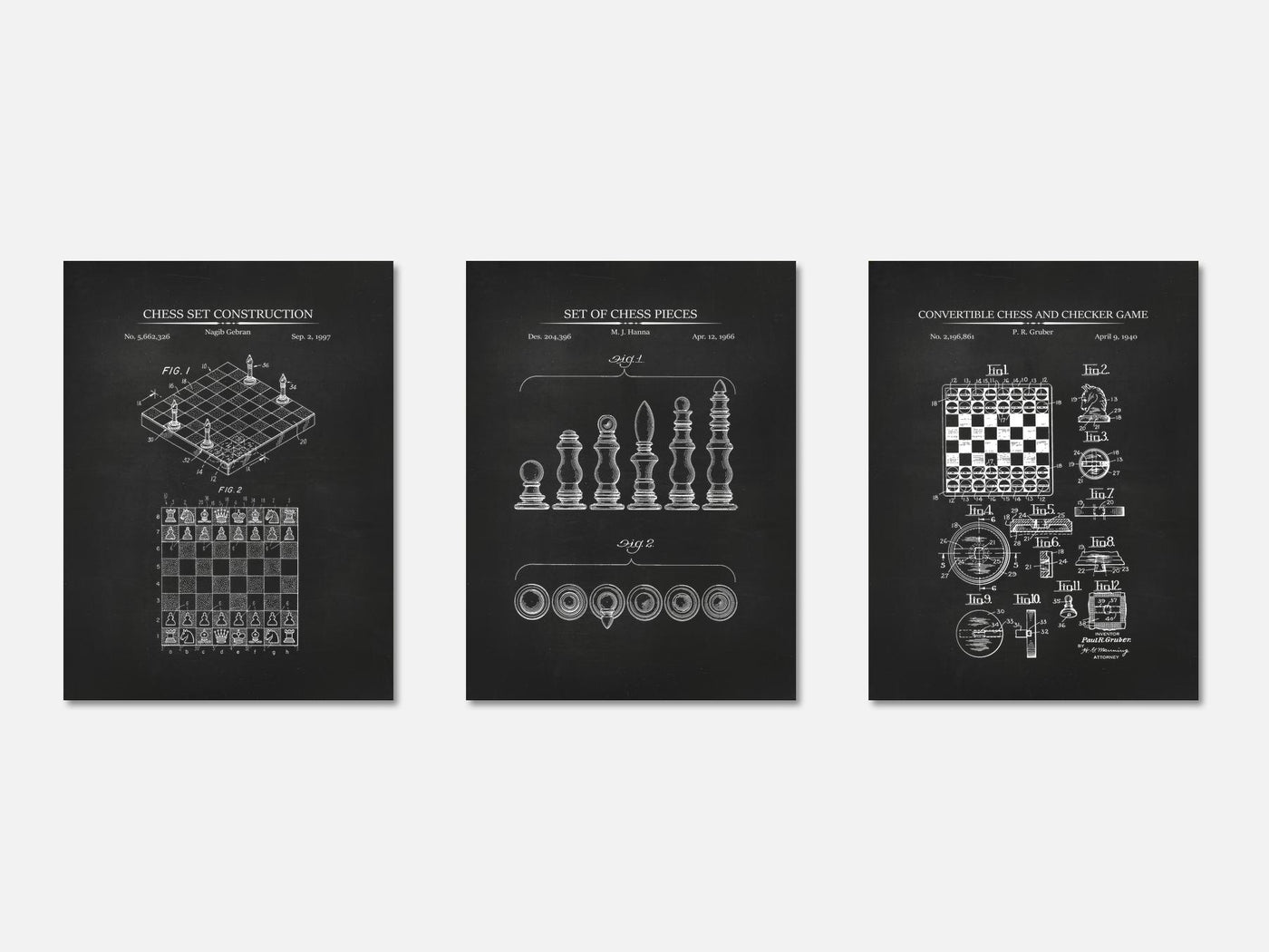 Chess Patent Print Set of 3 mockup - A_t10085-V1-PC_AP-SS_3-PS_11x14-C_cha variant