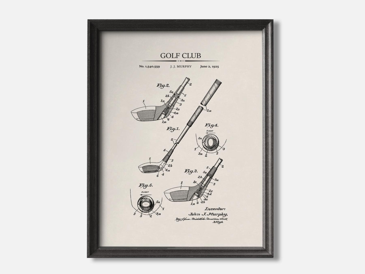 Golf Club Patent Print mockup - A_t10028.3-V1-PC_F+B-SS_1-PS_5x7-C_ivo variant