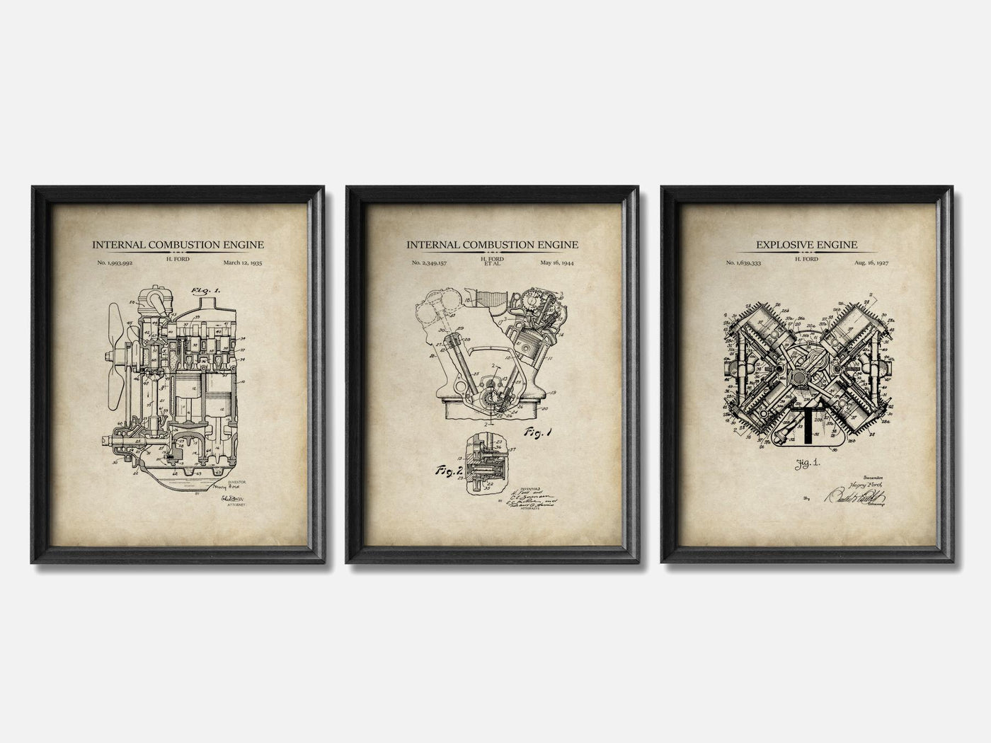 Henry Ford Patent Print Set of 3 mockup - A_t10072-V1-PC_F+B-SS_3-PS_11x14-C_par