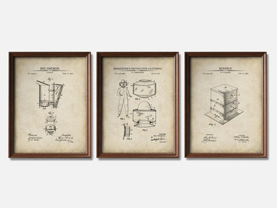 Beekeeping Patent Print Set of 3 mockup - A_t10063-V1-PC_F+WA-SS_3-PS_11x14-C_par