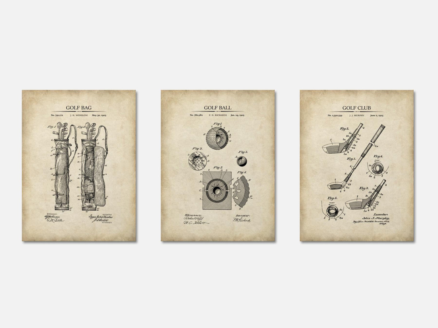 Golf Patent Print Set of 3 mockup - A_t10028-V1-PC_AP-SS_3-PS_11x14-C_par