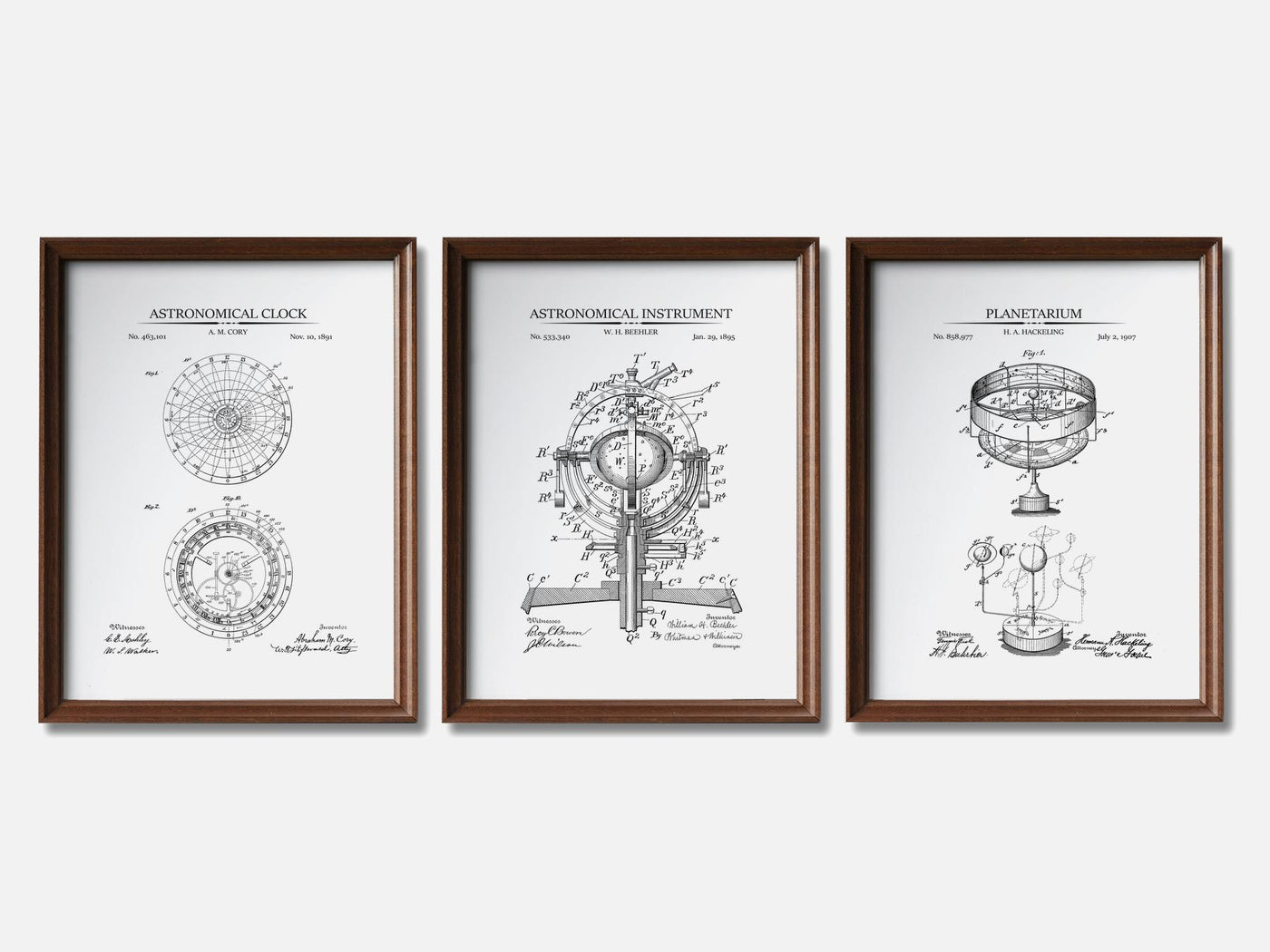 Astronomy Patent Print Set of 3 mockup - A_t10010-V1-PC_F+WA-SS_3-PS_11x14-C_whi variant