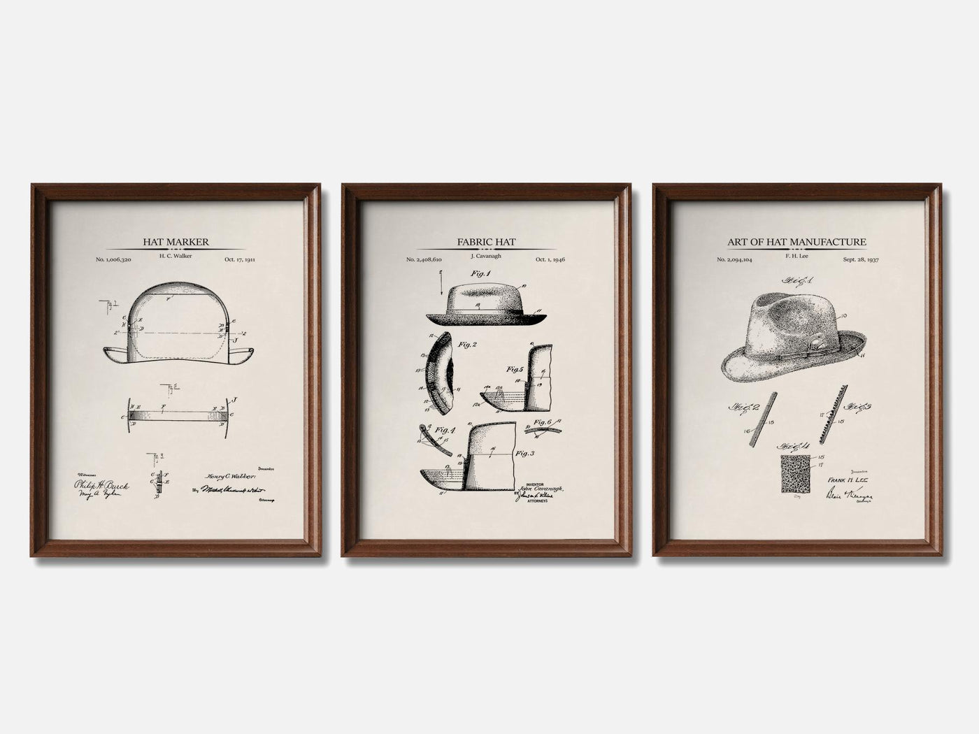 Vintage Hat Patent Print Set of 3 mockup - A_t10091-V1-PC_F+WA-SS_3-PS_11x14-C_ivo variant