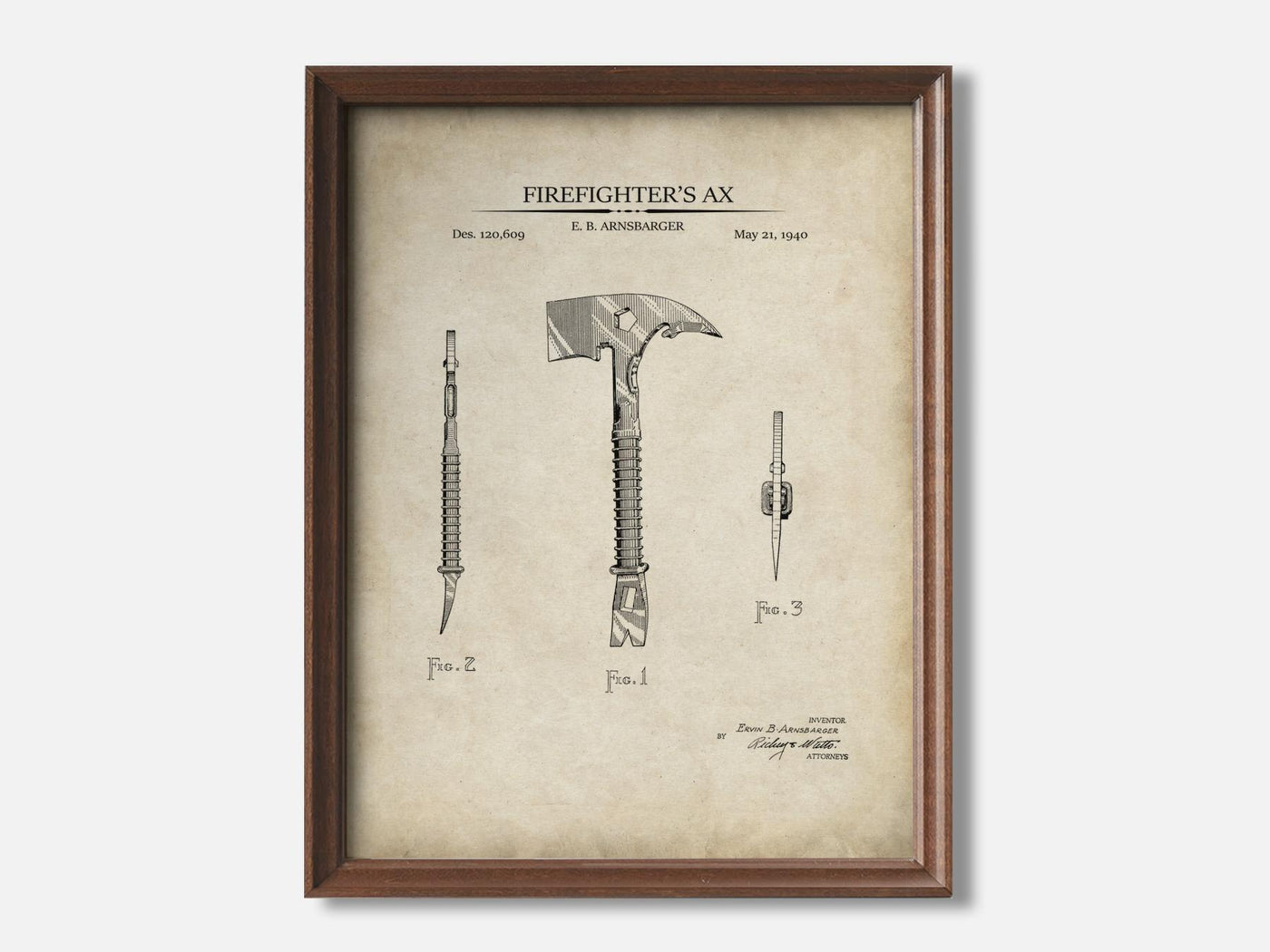 Firefighter's Ax 1 Walnut - Parchment mockup