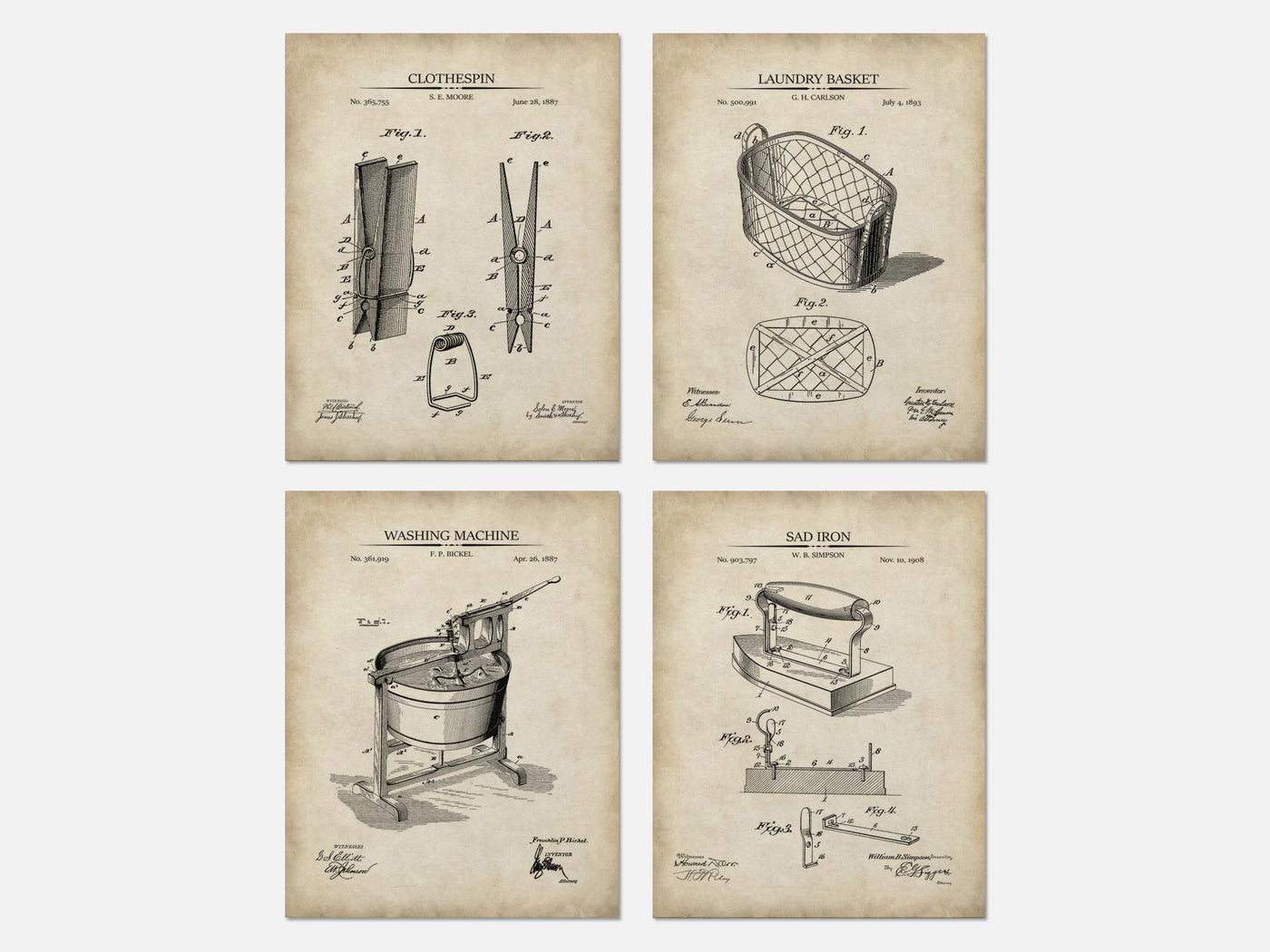 Laundry Patent Print Set of 4 mockup - A_t10007-V1-PC_AP-SS_4-PS_5x7-C_par