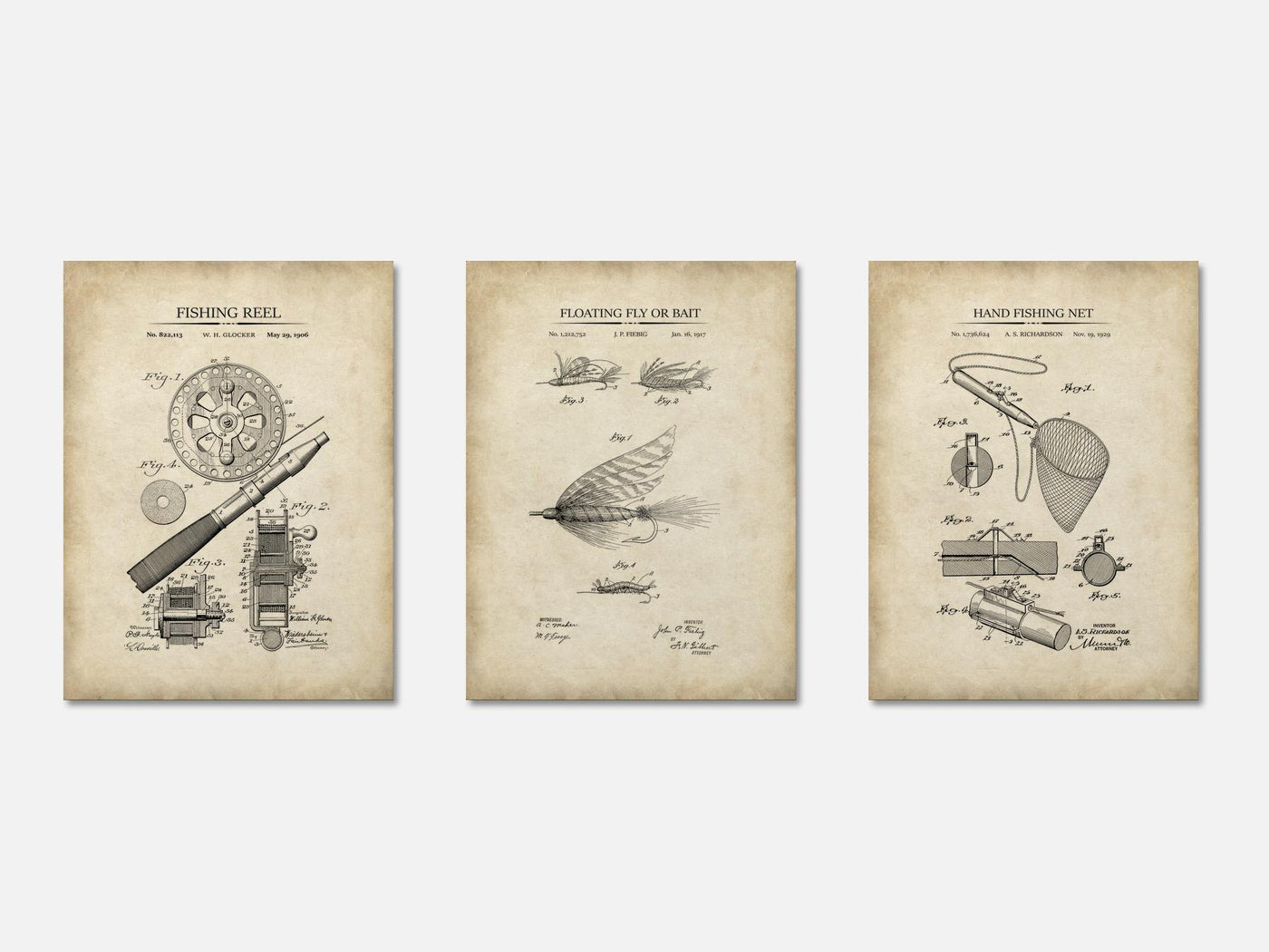 Fishing Patent Print Set of 3 mockup - A_t10071-V1-PC_AP-SS_3-PS_11x14-C_par