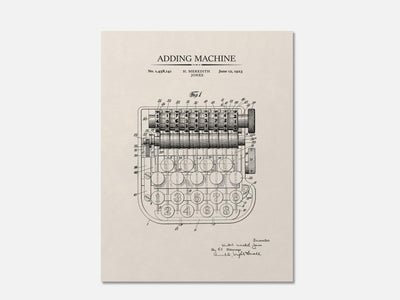 Vintage Calculator Patent Print mockup - A_to3-V1-PC_AP-SS_1-PS_5x7-C_ivo variant