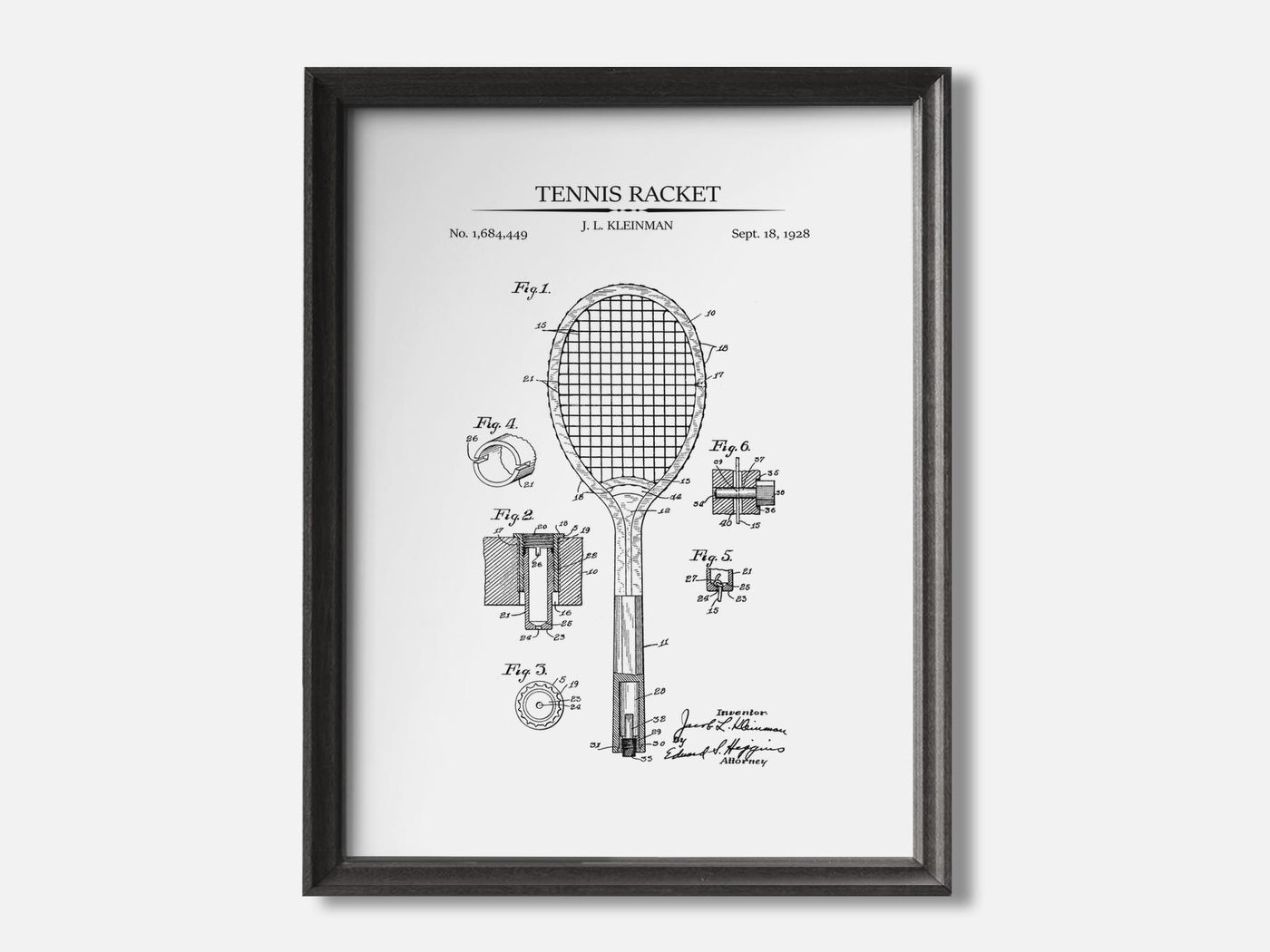 Tennis Racket Patent Print mockup - A_t10049.3-V1-PC_F+B-SS_1-PS_5x7-C_whi variant