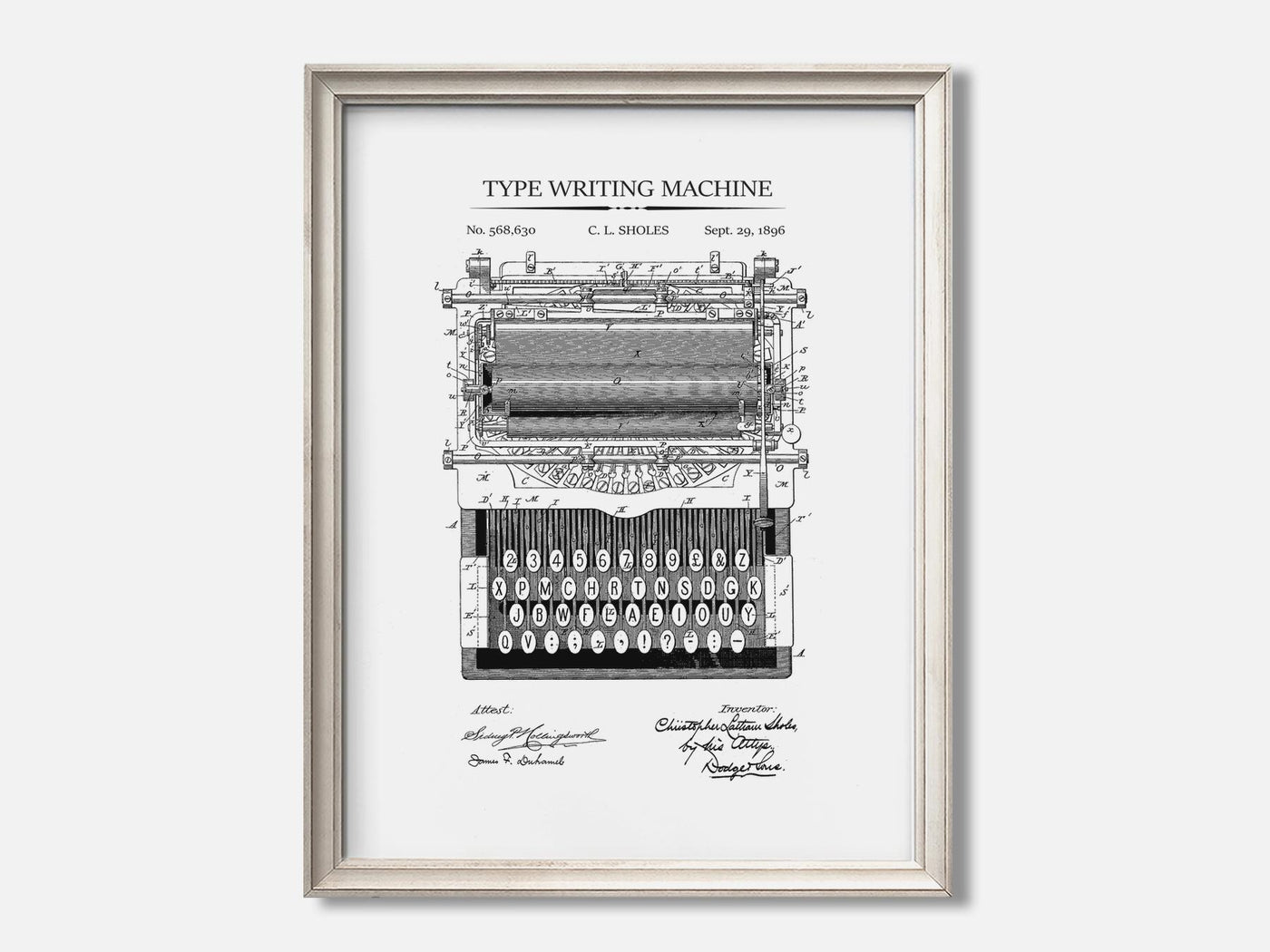 Typewriter Patent Print Set mockup - A_t10051.3-V1-PC_F+O-SS_1-PS_5x7-C_whi variant